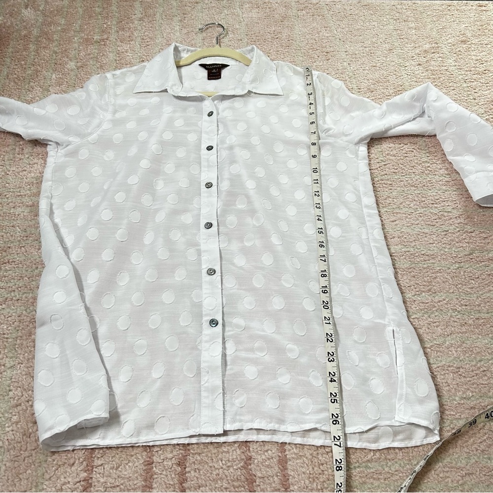Multiples White Polka Dot Button Down Blouse Shir… - image 8
